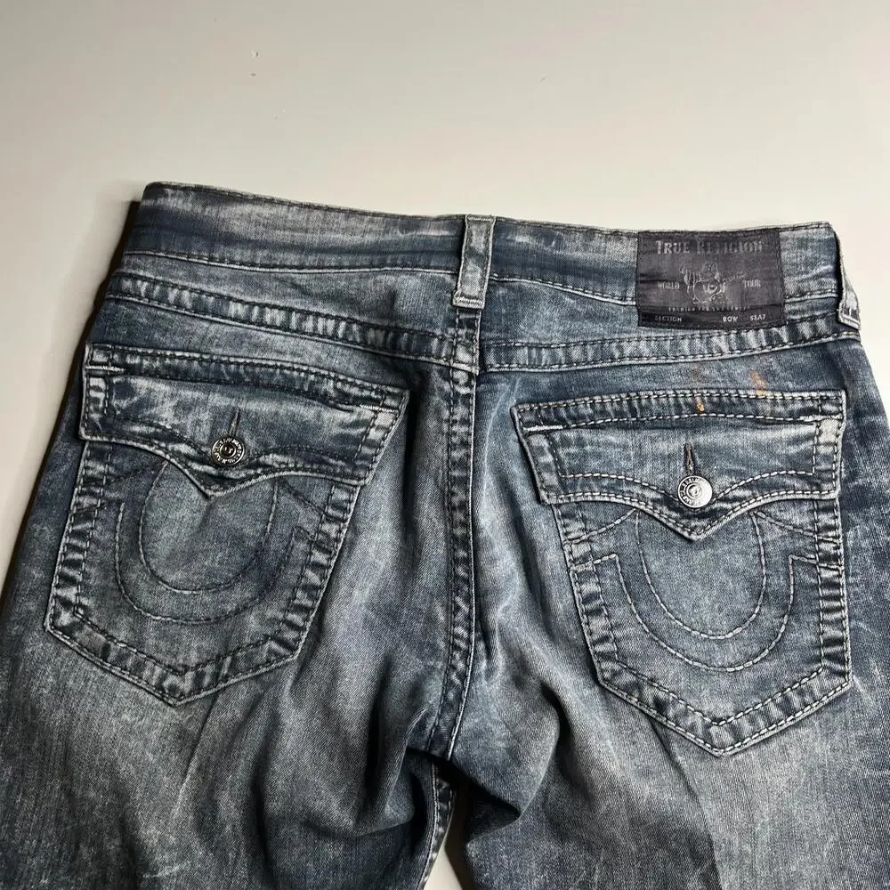 True‎ Religion Geno Slim Fit Jeans Men’s Size 36 Blue Distressed Denim Y2K